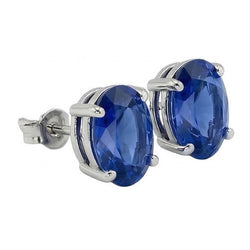 Ceylon Sapphire 8 Ct. Studs Post Pair Earring White Gold 14K Jewellery
