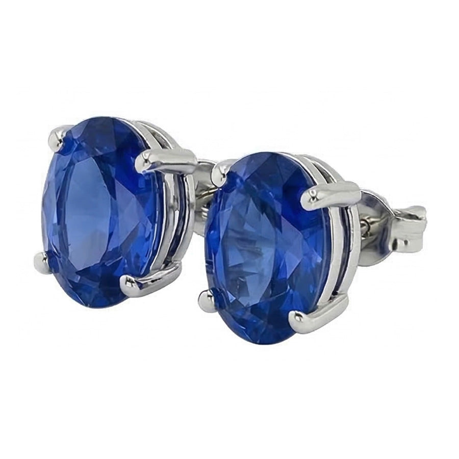 Ceylon Sapphire 8 Ct. Studs Post Pair Earring White Gold 14K Jewellery