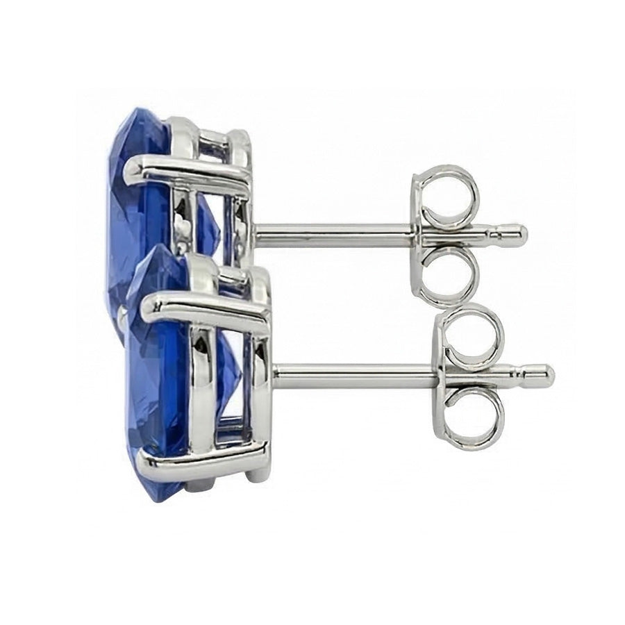 Ceylon Sapphire 8 Ct. Studs Post Pair Earring White Gold 14K Jewellery