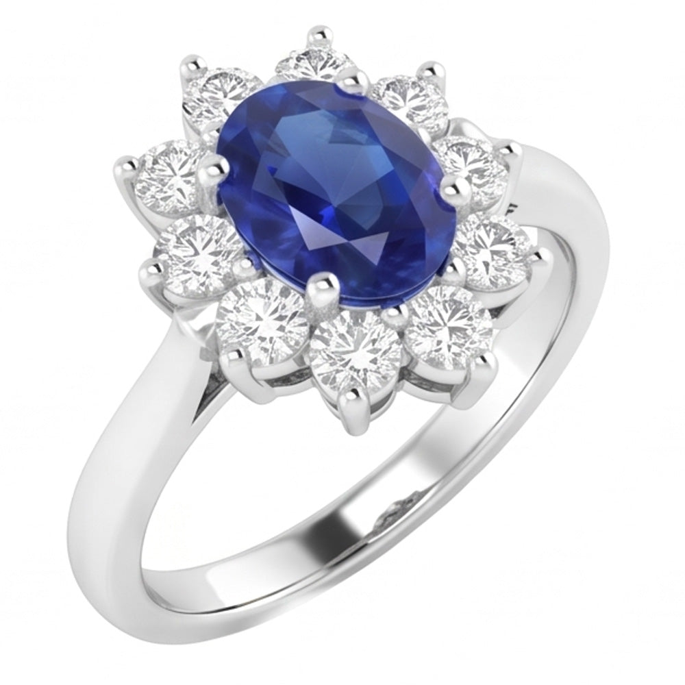 Ceylon Sapphire And Natural Earth Mined DIAMOND ( NOT LAB GROWN )s 3.50 Ct Ring White Gold 14K