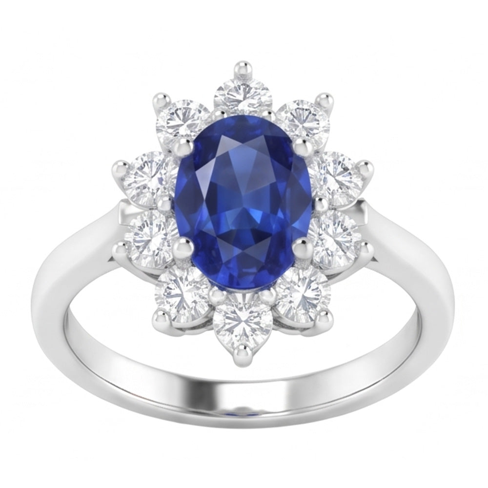 Ceylon Sapphire And Natural Earth Mined DIAMOND ( NOT LAB GROWN )s 3.50 Ct Ring White Gold 14K