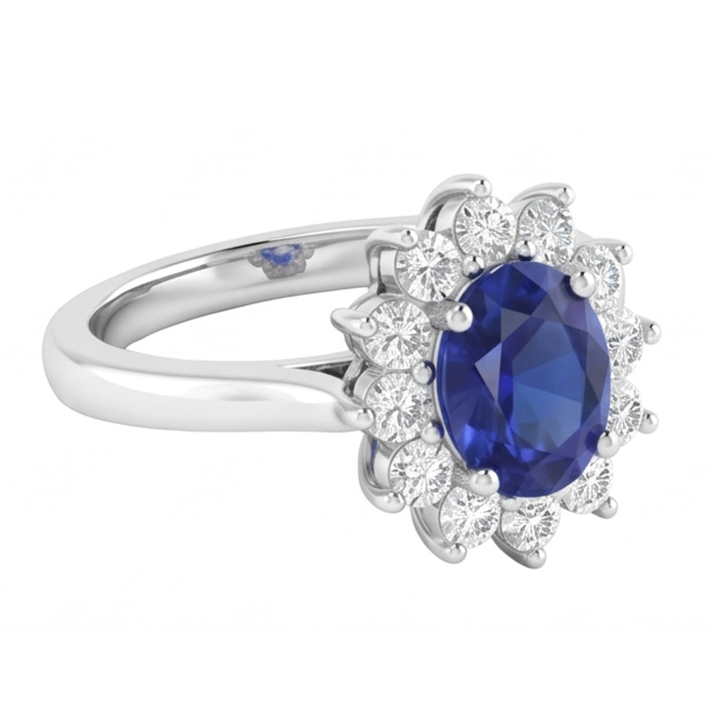 Ceylon Sapphire And Natural Earth Mined DIAMOND ( NOT LAB GROWN )s 3.50 Ct Ring White Gold 14K