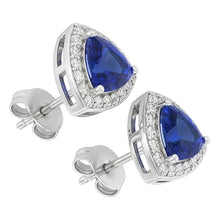 Ceylon Sapphire And Natural Earth Mined DIAMOND ( NOT LAB GROWN )s 6.60 Carats Studs Earrings White Gold 14K