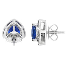 Ceylon Sapphire And Natural Earth Mined DIAMOND ( NOT LAB GROWN )s 6.60 Carats Studs Earrings White Gold 14K