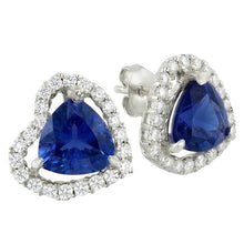 natural round sapphire 6.80ct earring front view