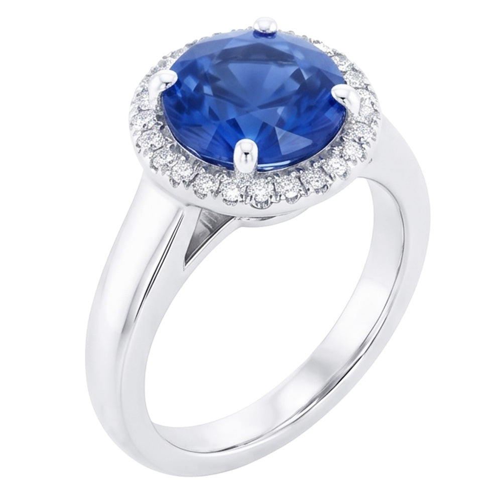 Ceylon Sapphire And Natural Earth Mined DIAMOND ( NOT LAB GROWN )s Engagement Ring 3.75Ct White Gold 14K
