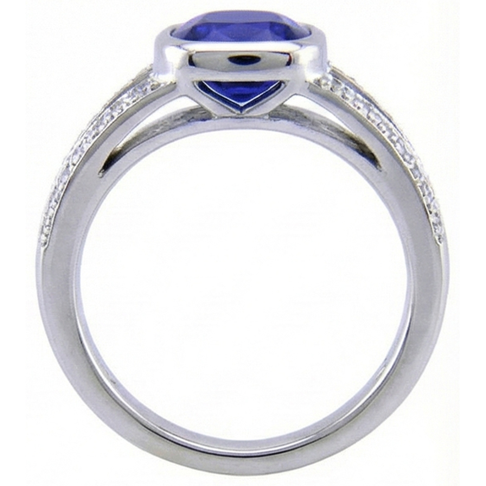 Ceylon Sapphire And Natural Earth Mined DIAMOND ( NOT LAB GROWN ) Ring White Gold 14K 4.5 Carats