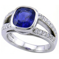 Ceylon Sapphire And Natural Earth Mined DIAMOND ( NOT LAB GROWN ) Ring White Gold 14K 4.5 Carats