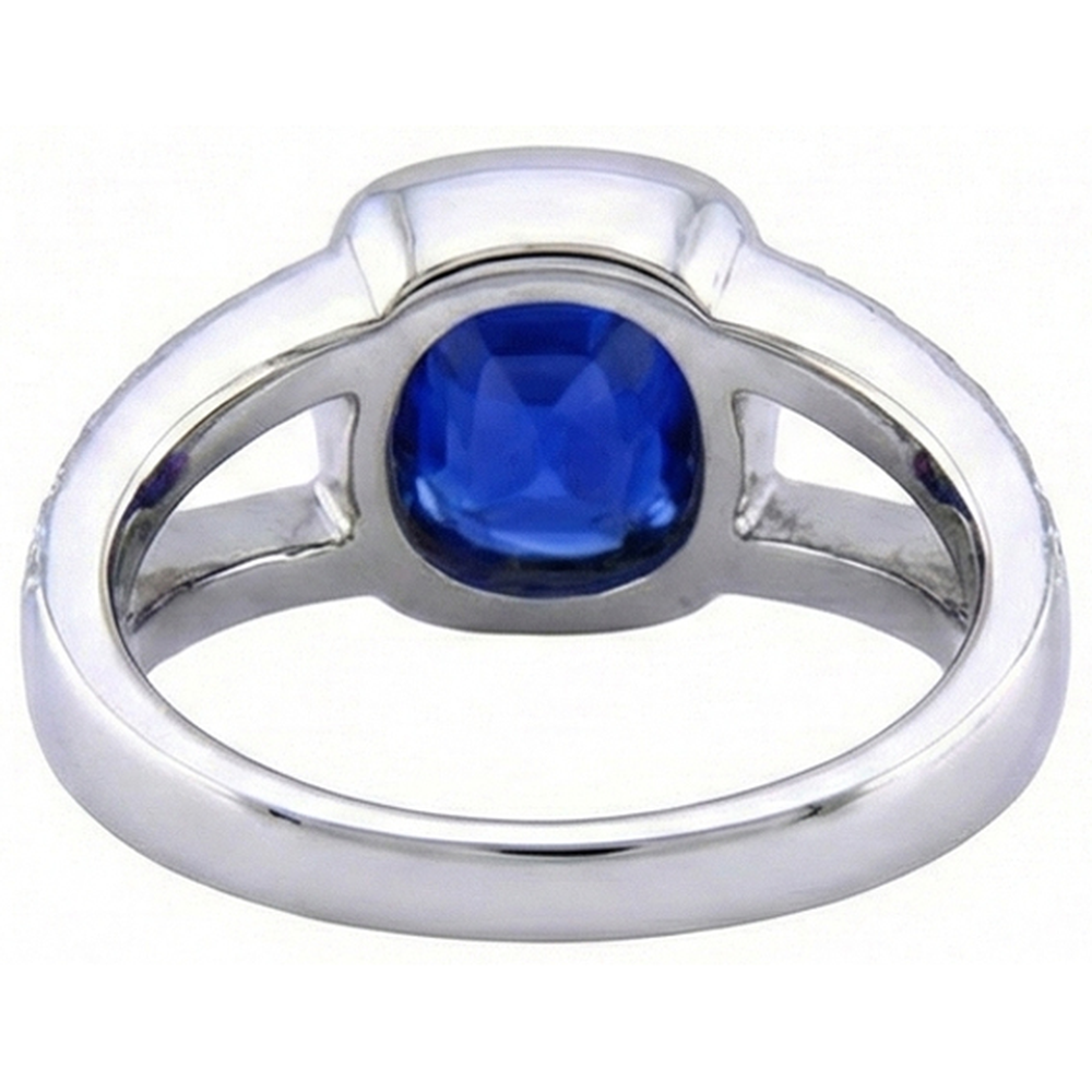 Ceylon Sapphire And Natural Earth Mined DIAMOND ( NOT LAB GROWN ) Ring White Gold 14K 4.5 Carats