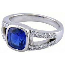 Ceylon Sapphire And Natural Earth Mined DIAMOND ( NOT LAB GROWN ) Ring White Gold 14K 4.5 Carats