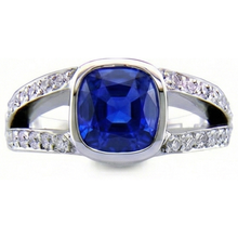 Ceylon Sapphire And Natural Earth Mined DIAMOND ( NOT LAB GROWN ) Ring White Gold 14K 4.5 Carats