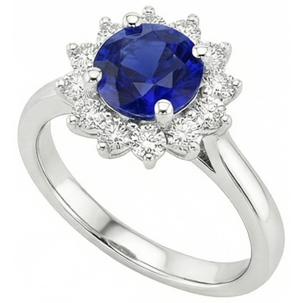 Ceylon Sapphire And Natural Earth Mined DIAMOND ( NOT LAB GROWN )s 2.20 Carats Ring White Gold 14K