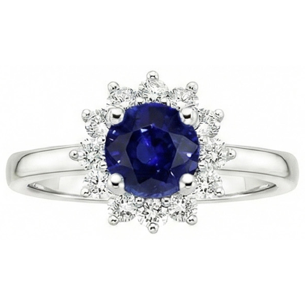 Ceylon Sapphire And Natural Earth Mined DIAMOND ( NOT LAB GROWN )s 2.20 Carats Ring White Gold 14K