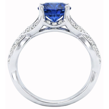 Ceylon Sapphire And Round Natural Earth Mined DIAMOND ( NOT LAB GROWN )s 3 Ct Ring White Gold 14K