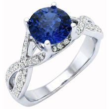 Ceylon Sapphire And Round Natural Earth Mined DIAMOND ( NOT LAB GROWN )s 3 Ct Ring White Gold 14K