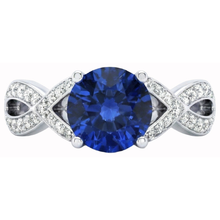 Ceylon Sapphire And Round Natural Earth Mined DIAMOND ( NOT LAB GROWN )s 3 Ct Ring White Gold 14K