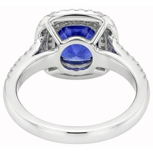 Ceylon Sapphire Double Halo Ring Solid Gold 14K Jewellery 3.5 Ct