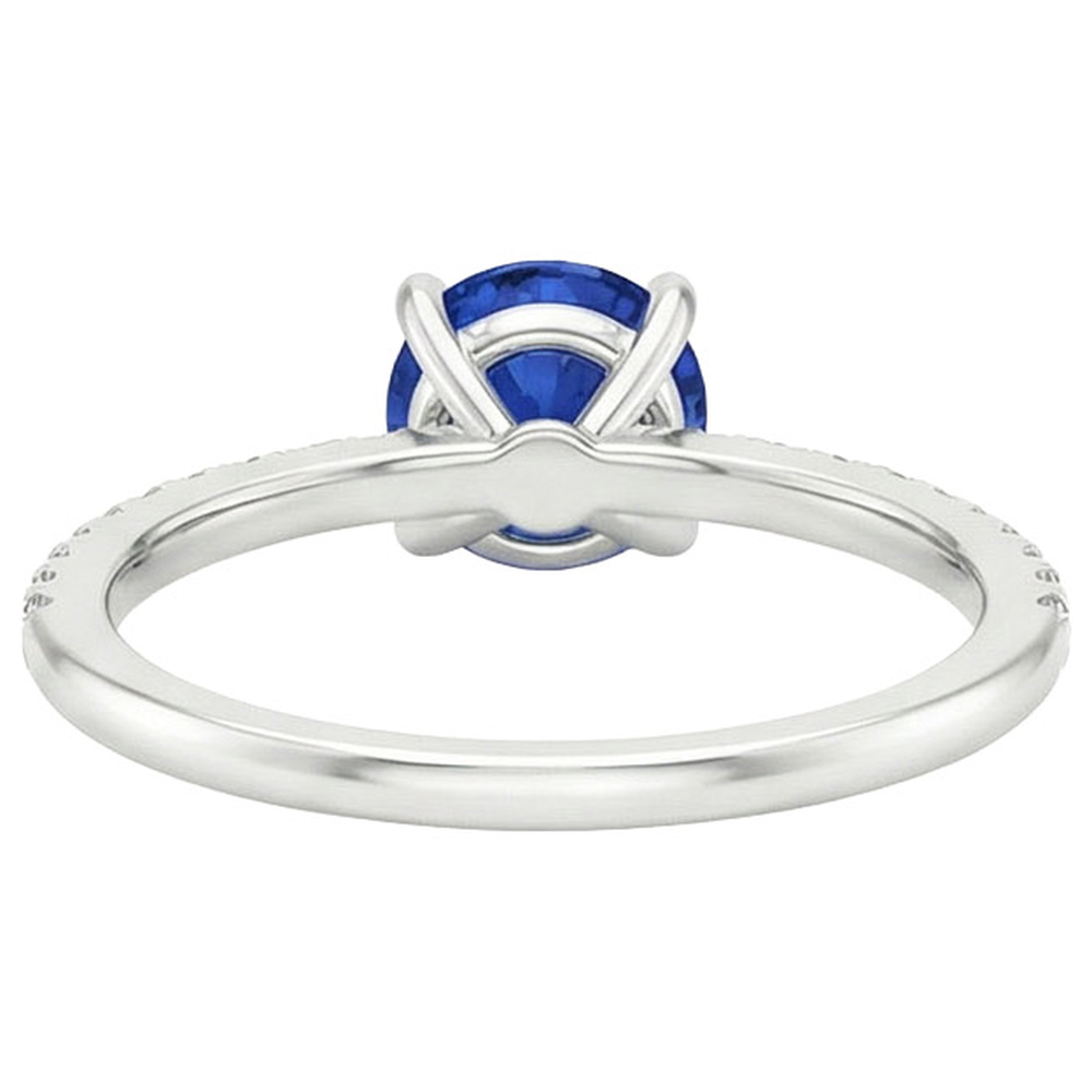 natural round sapphire 2.50ct ring on white background