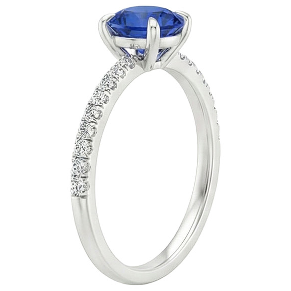 natural round sapphire 2.50ct ring profile view