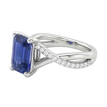 Ceylon Sapphire Gemstone Ring Emerald Twisted Style 3.50 Carats