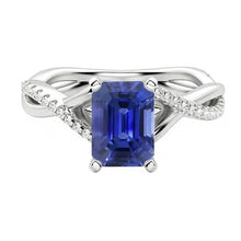 Ceylon Sapphire Gemstone Ring Emerald Twisted Style 3.50 Carats
