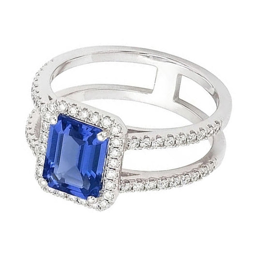 Ceylon Sapphire Halo Engagement Ring 3 carats Natural Earth Mined Diamond Jewellery