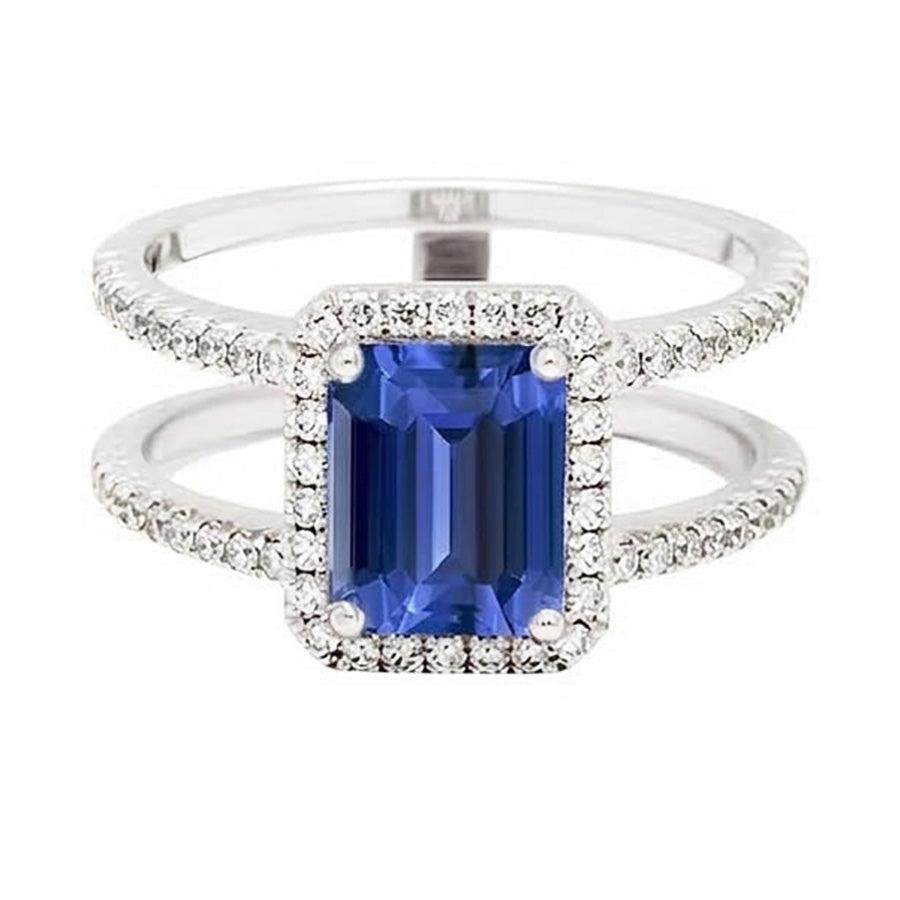 Ceylon Sapphire Halo Engagement Ring 3 carats Natural Earth Mined Diamond Jewellery