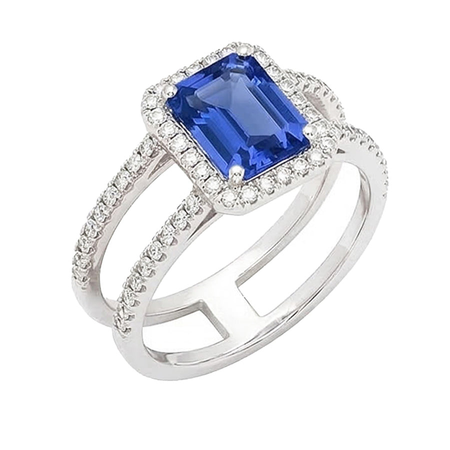 Ceylon Sapphire Halo Engagement Ring 3 carats Natural Earth Mined Diamond Jewellery