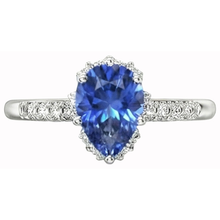 Ceylon Sapphire Halo Engagement Ring For Women & Natural Earth Mined Diamonds 4 Carats