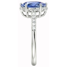 Ceylon Sapphire Halo Engagement Ring For Women & Natural Earth Mined Diamonds 4 Carats