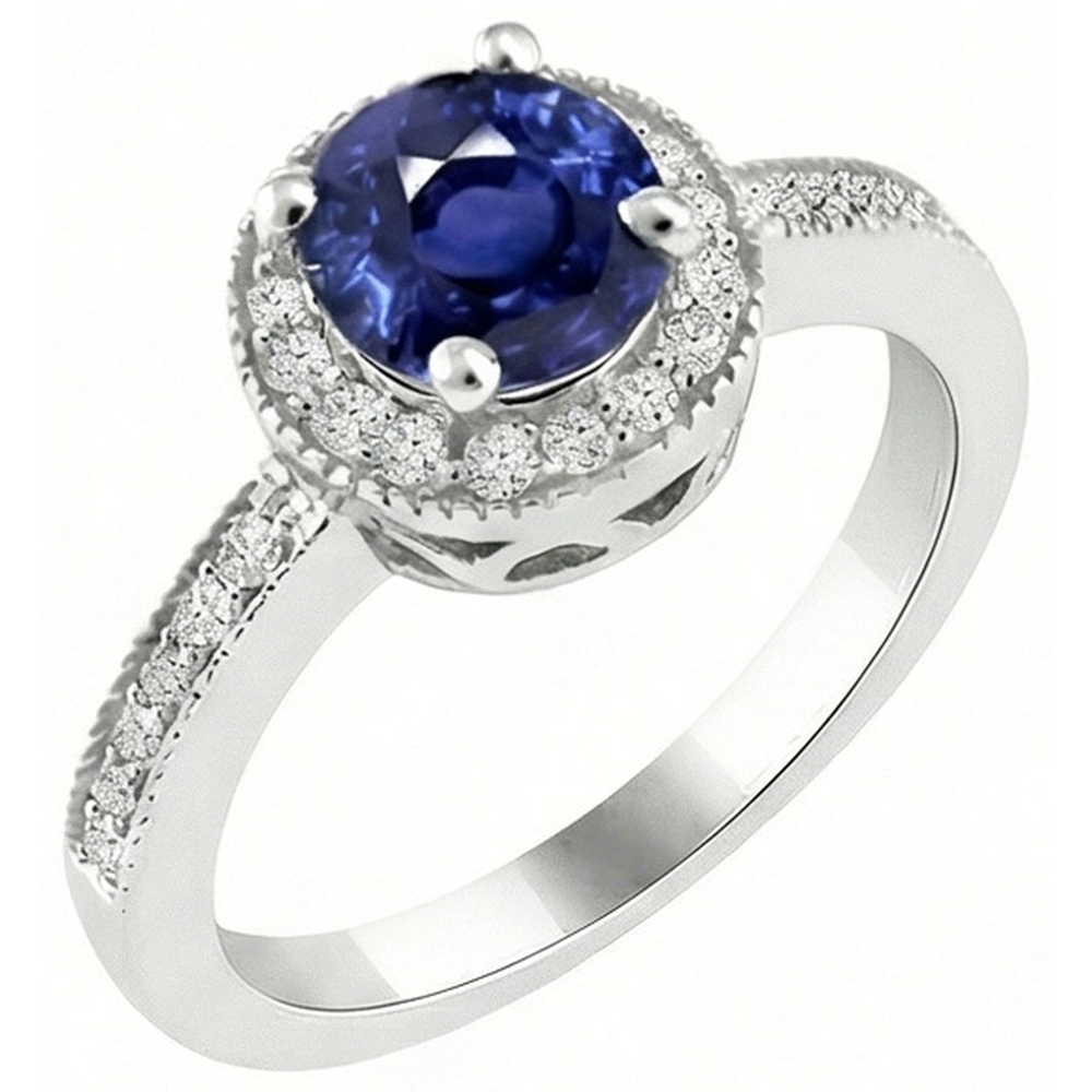 natural round sapphire 1.50ct ring top view