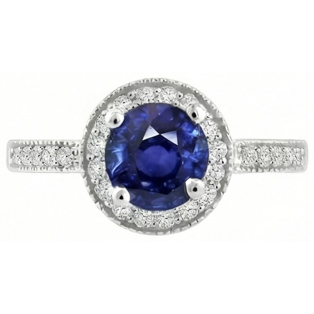 natural round sapphire 1.50ct ring side angle