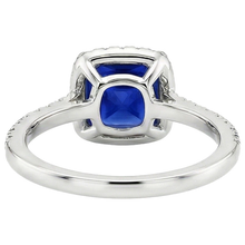Ceylon Sapphire Halo Natural Earth Mined Diamond Ring 6 Carat Princess Cut With Accents