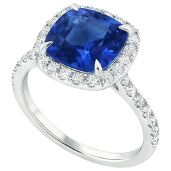 Natural Sapphire Ring 4ct - White Gold 14K