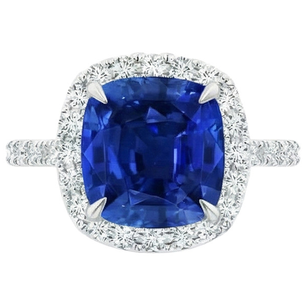 natural round sapphire 4ct ring side angle