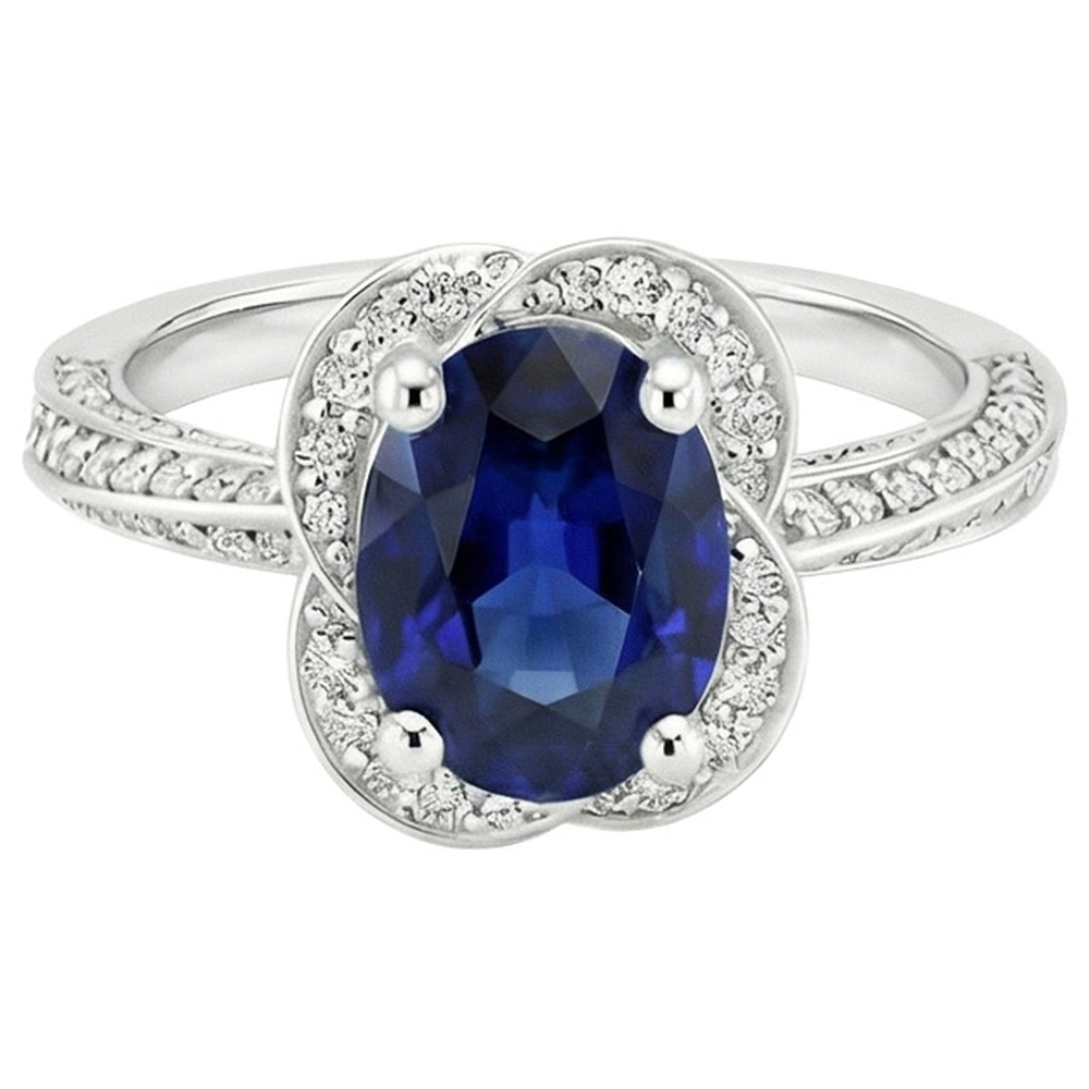 natural round sapphire 6ct ring side angle