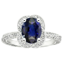 natural round sapphire 6ct ring close up detail