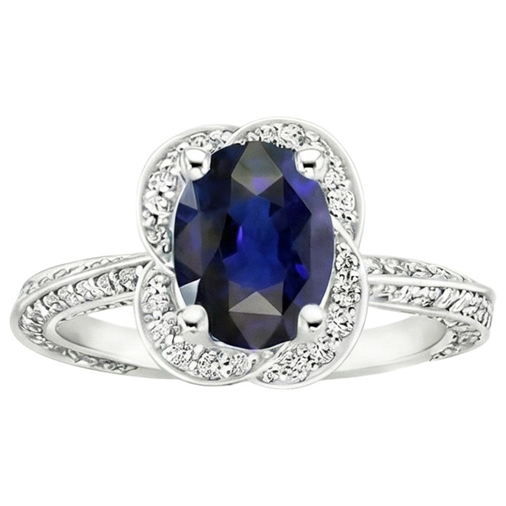 natural round sapphire 6ct ring close up detail