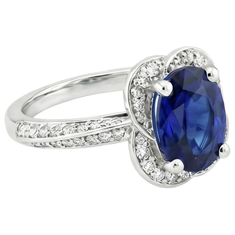 natural round sapphire 6ct ring top view