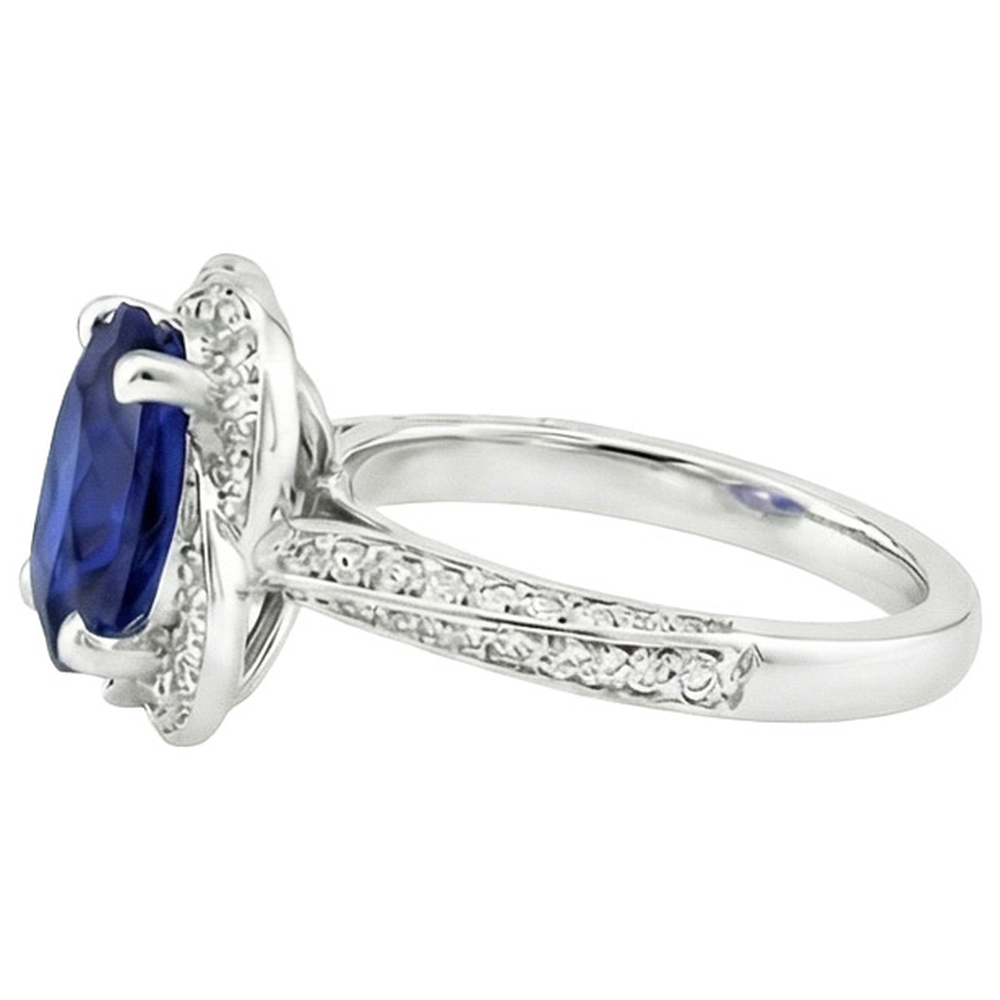 natural round sapphire 6ct ring profile view