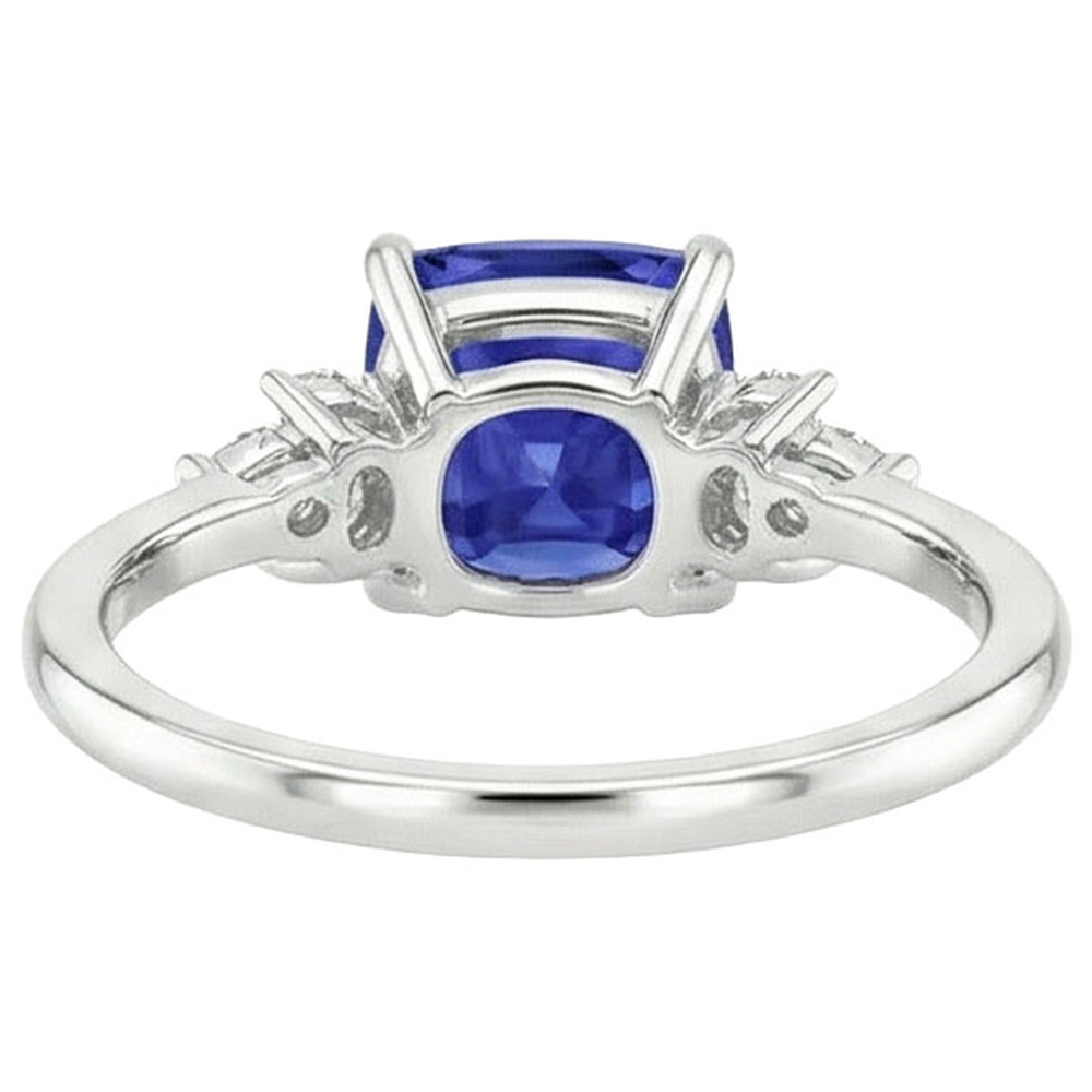 Ceylon Sapphire Marquise Natural Earth Mined Diamond Ring