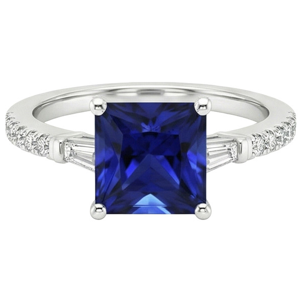 natural round sapphire 5.50ct ring top view