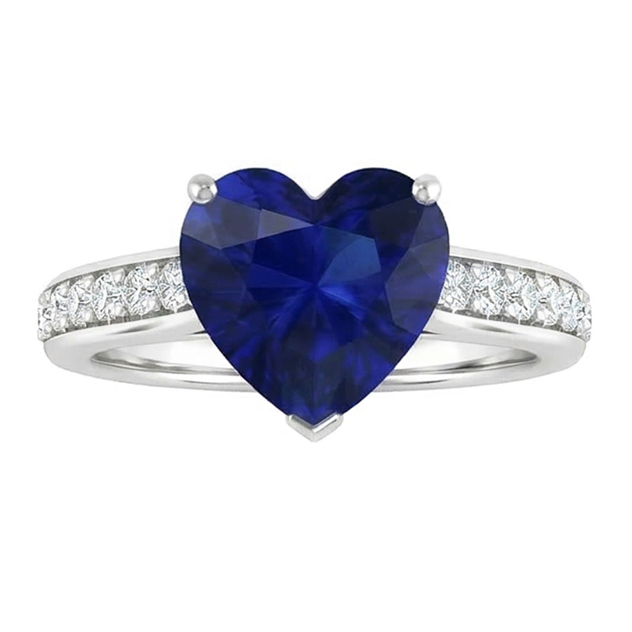 Ceylon Sapphire Natural Earth Mined Diamond Ring 4 Carats Tapered Shank Gemstone Jewellery