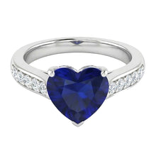 Ceylon Sapphire Natural Earth Mined Diamond Ring 4 Carats Tapered Shank Gemstone Jewellery