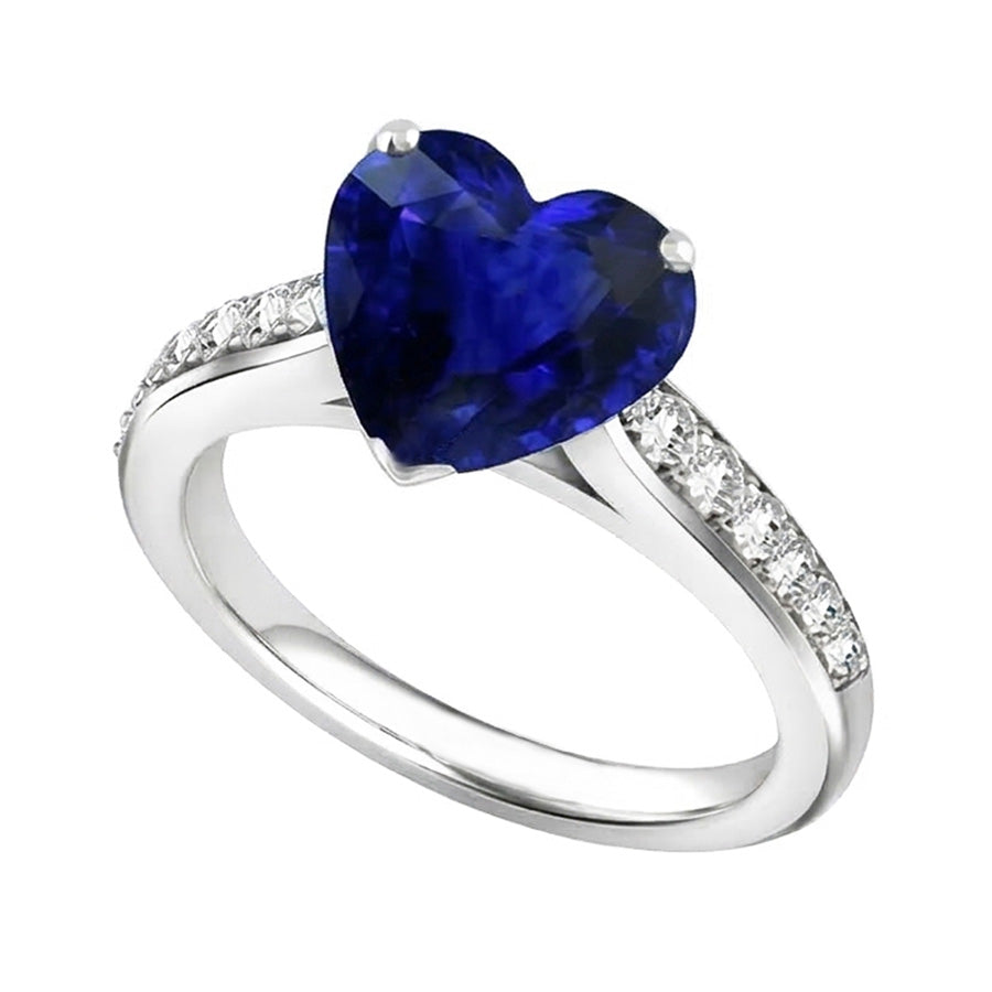 Ceylon Sapphire Natural Earth Mined Diamond Ring 4 Carats Tapered Shank Gemstone Jewellery