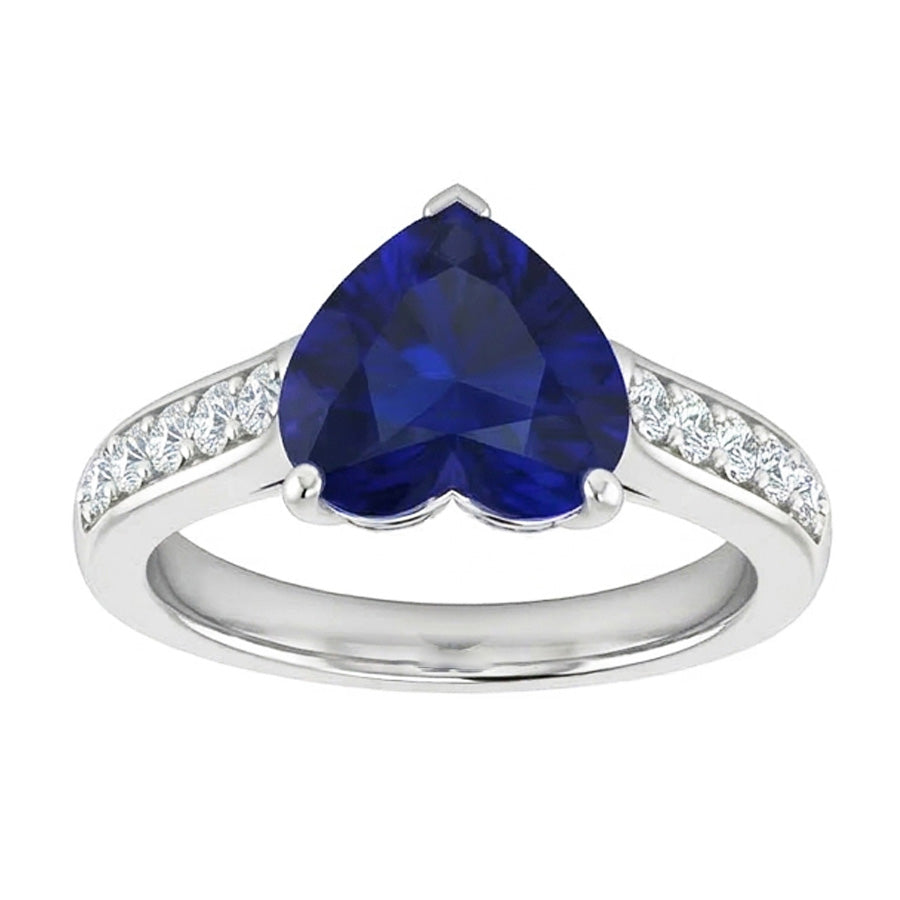 Ceylon Sapphire Natural Earth Mined Diamond Ring 4 Carats Tapered Shank Gemstone Jewellery