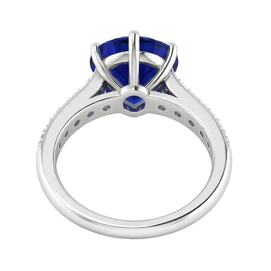 Ceylon Sapphire Natural Earth Mined Diamond Ring 4 Carats Tapered Shank Gemstone Jewellery