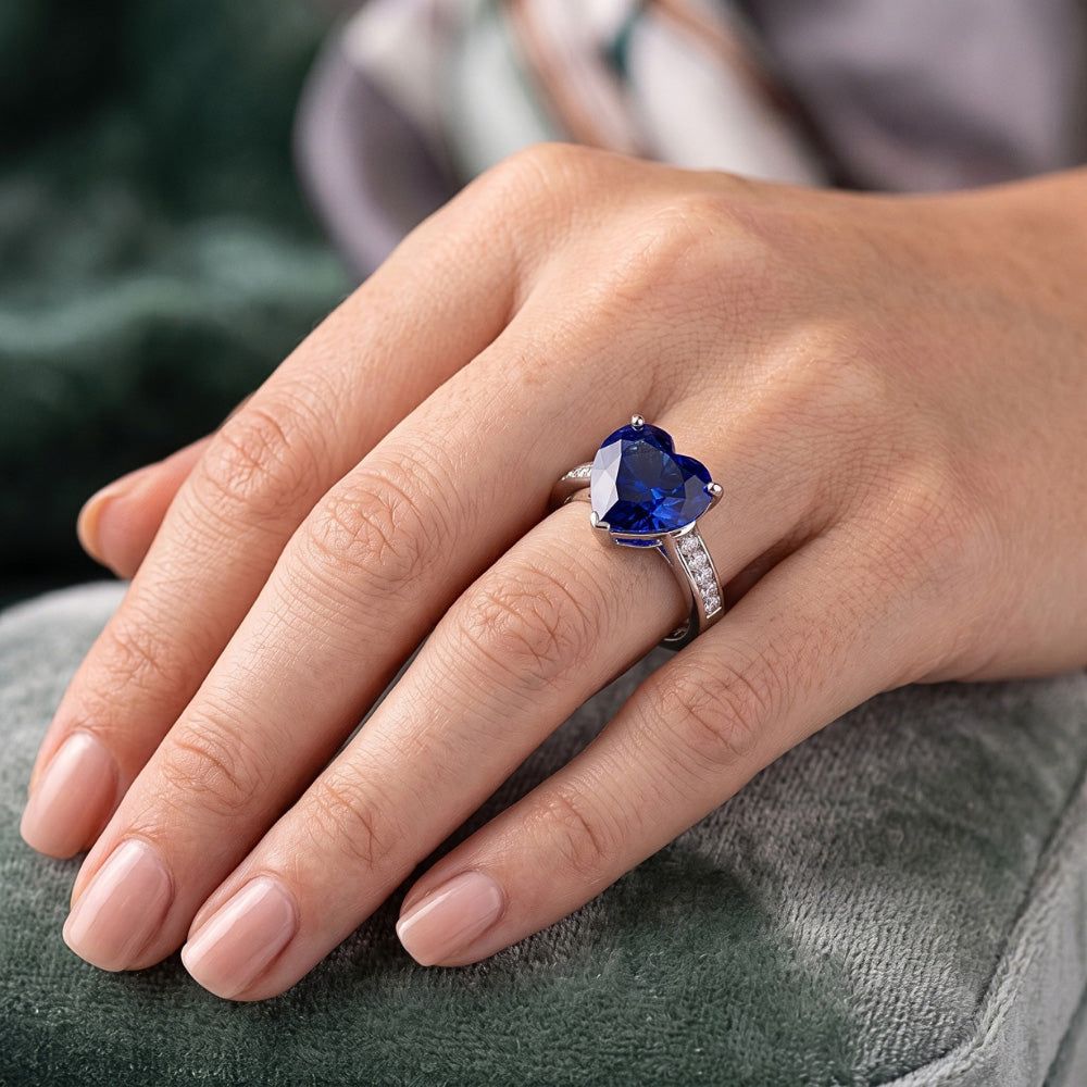Ceylon Sapphire Natural Earth Mined Diamond Ring 4 Carats Tapered Shank Gemstone Jewellery