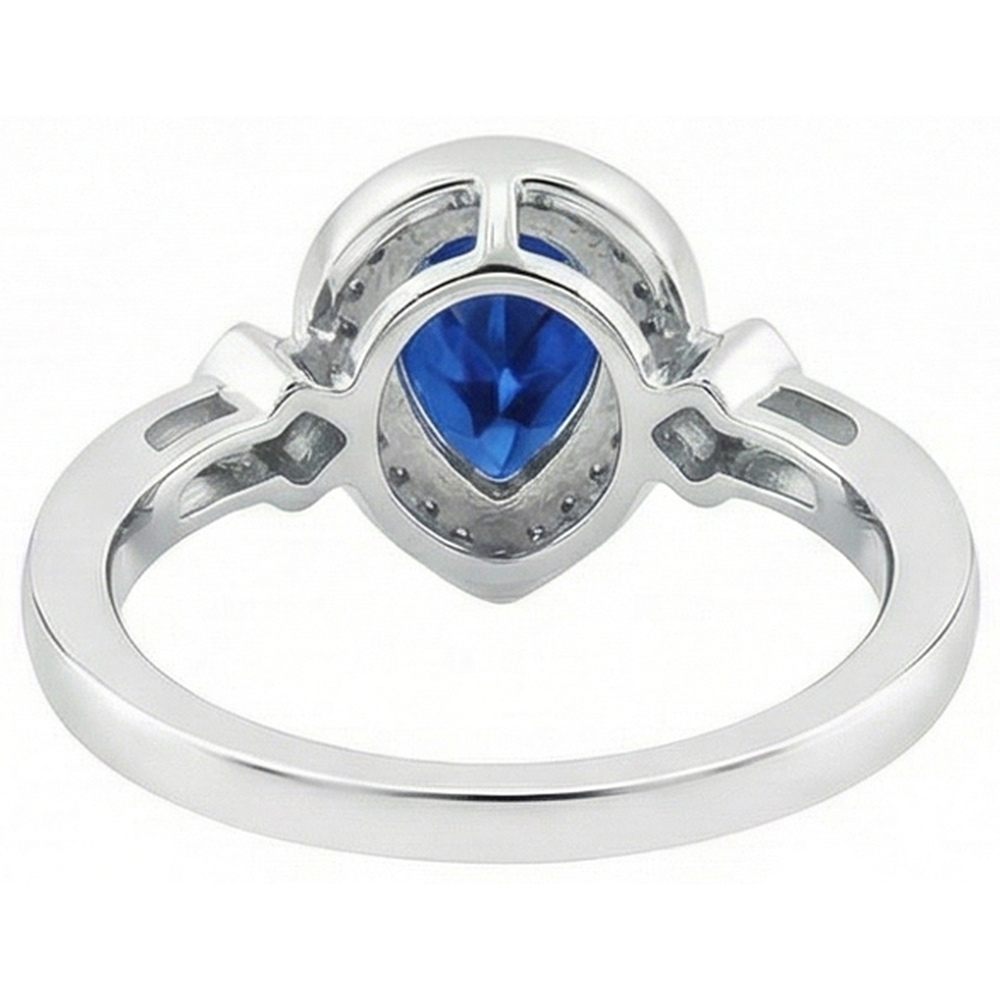 Ceylon Sapphire Natural Earth Mined Diamonds 3.20 Carats Ring White Gold 14K