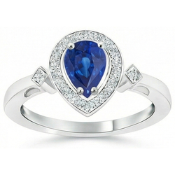 Ceylon Sapphire Natural Earth Mined Diamonds 3.20 Carats Ring White Gold 14K